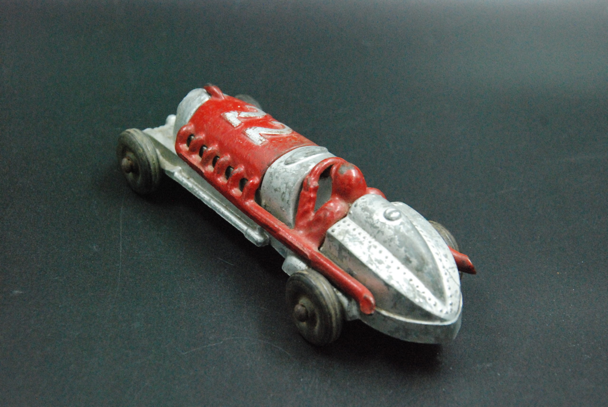 Antique Vintage Style Cast Iron Toy Race Car "Hubley" #22 