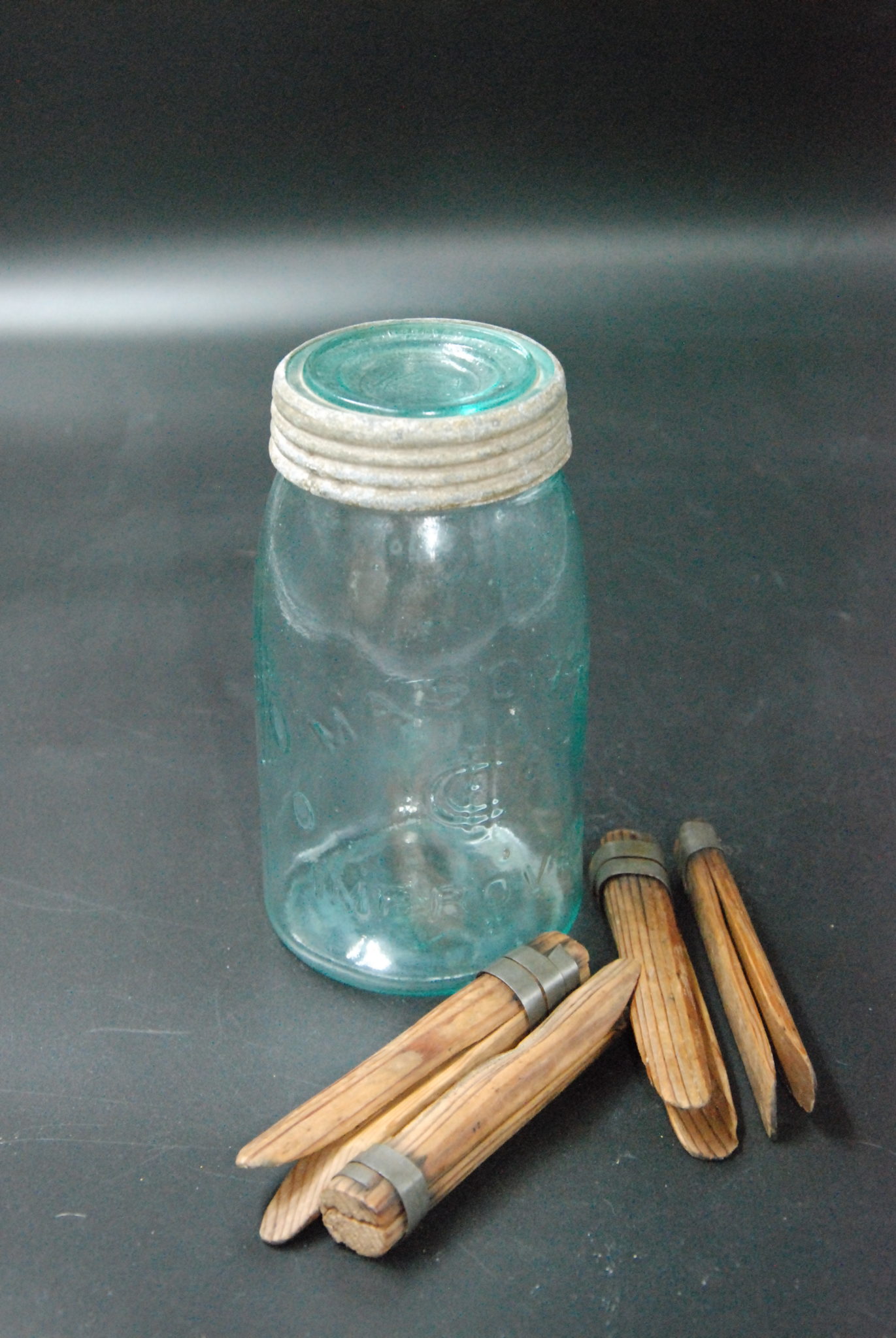 Old Jar With Clothes Pins Sweetwater Antiques
